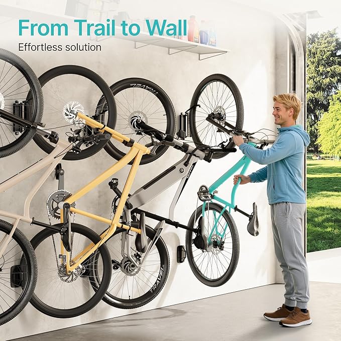 Bike Rack Garage, Bike Wall Mount Heavy Duty, Holds 77 Lbs, Swivel Bike Hange...