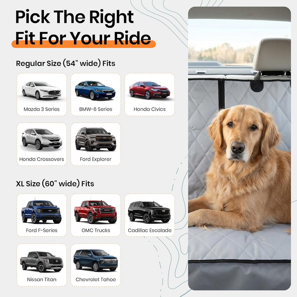 4Knines Dog Rear Seat Cover for Fold Down Seats - Fitted, Black Regular