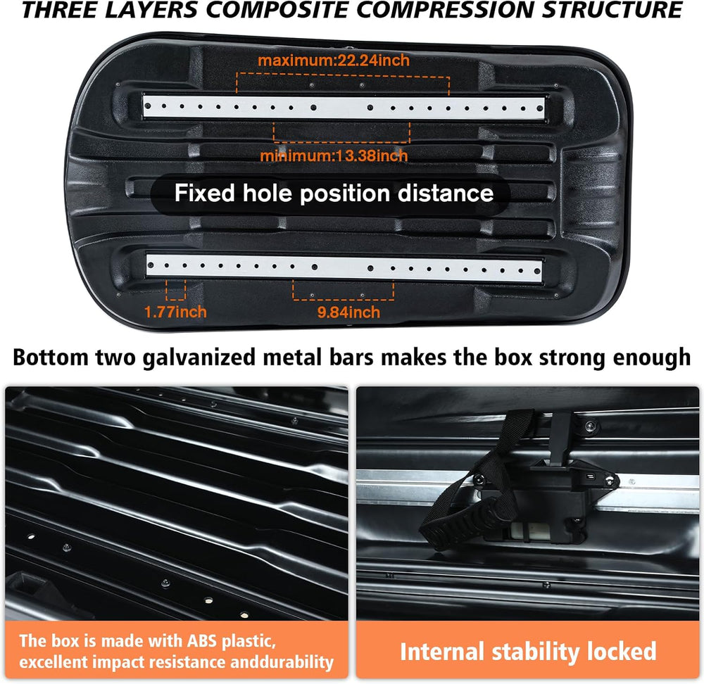 Rooftop Cargo Box, 13 Cubic Ft, for Family Travel and Road Trips, Black | 3D ...