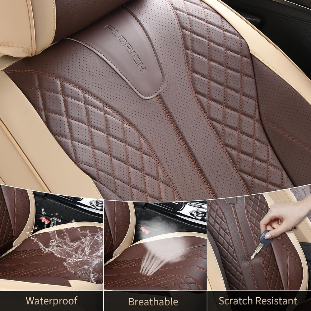 FLORICH Front and Back Seat Covers for Cars Leather Car Seat Cover Full Set 5...