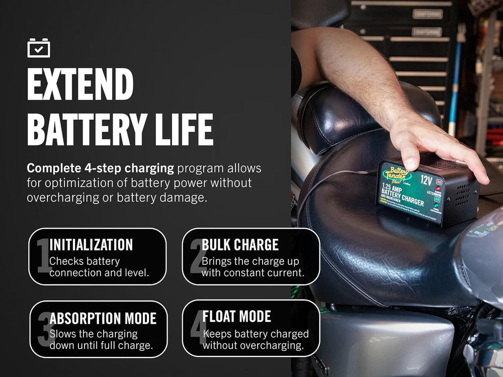 Battery Tender Plus 12V 1.25 AMP Car & Motorcycle Battery Charger and Mai...