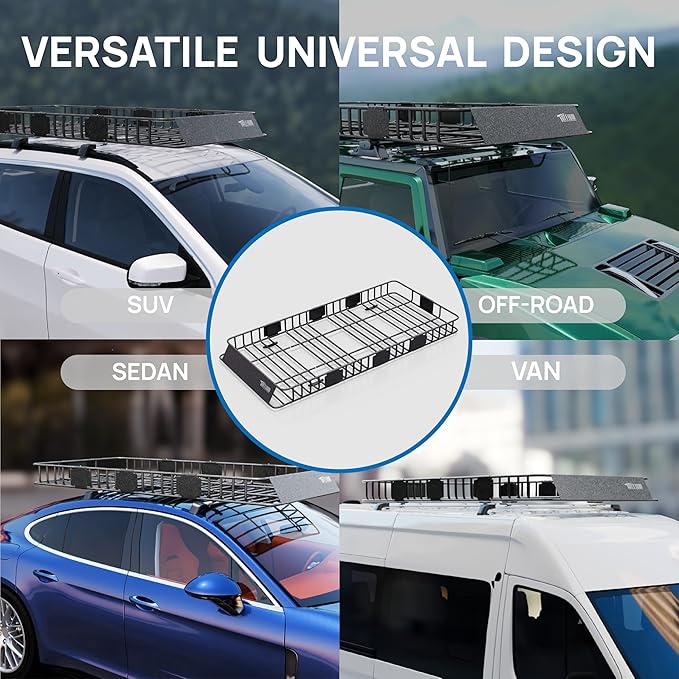 TUFFIOM 84"x 39"x 6" Universal Rooftop Cargo Carrier Basket, E...