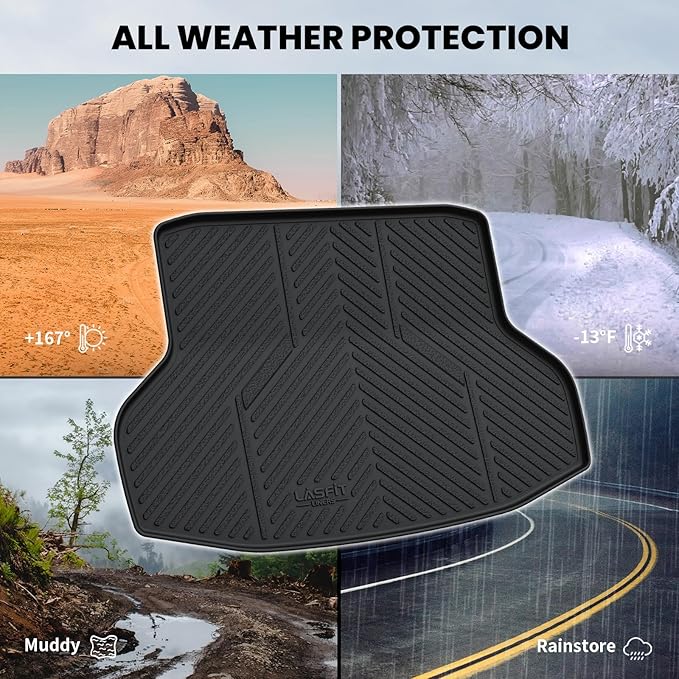 LASFIT Trunk Mat for Honda Civic Sedan 2016-2021, All Weather TPE Custom Fit
