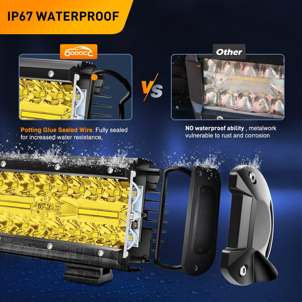 GOOACC 2PCS 6.5 Inch Amber LED Pods 120W Triple Row Flood Light Bar Fog Light...