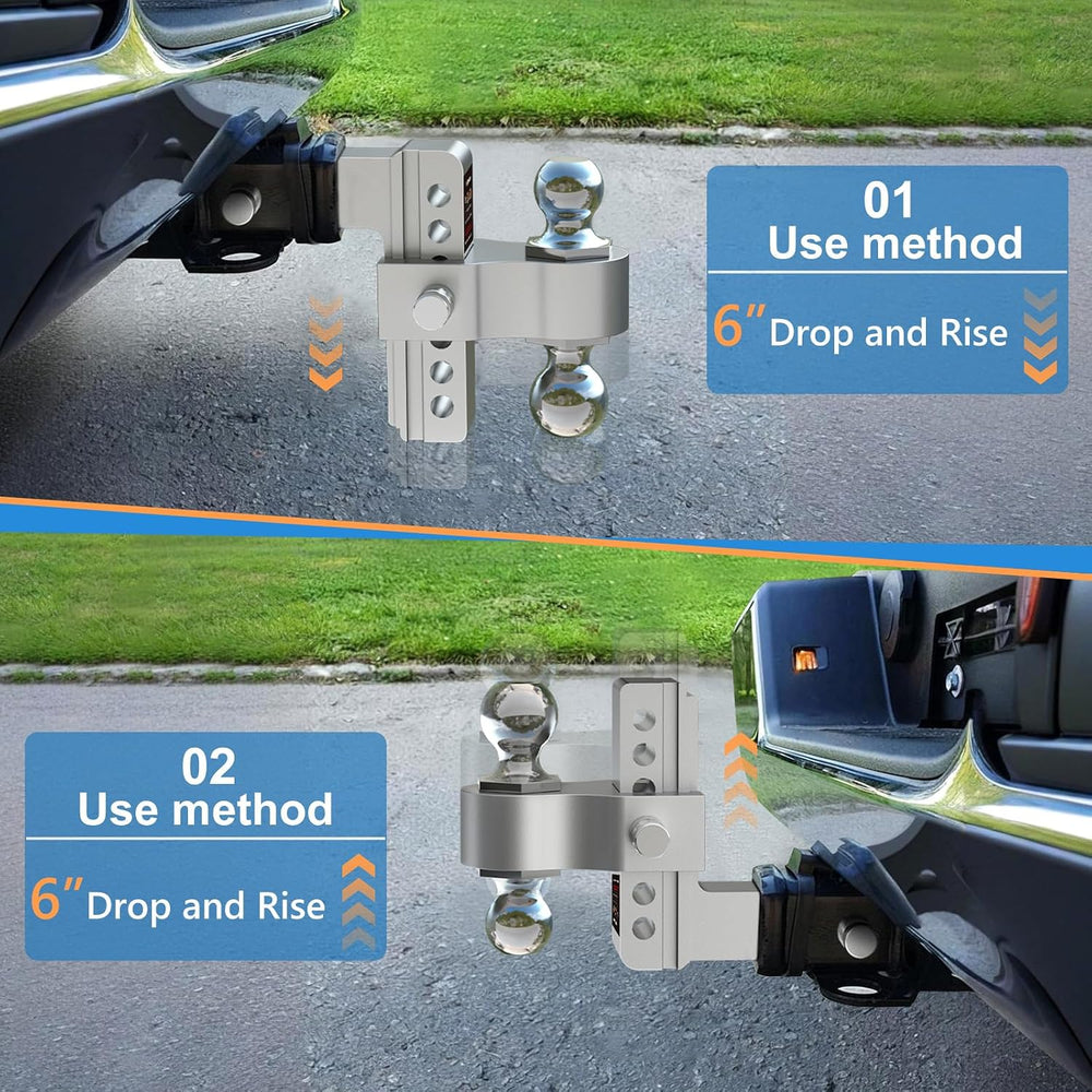 Adjustable Trailer Hitch-Drop Hitch for 2 inch Receiver, 6 Inch Drop/Rise, 2&...