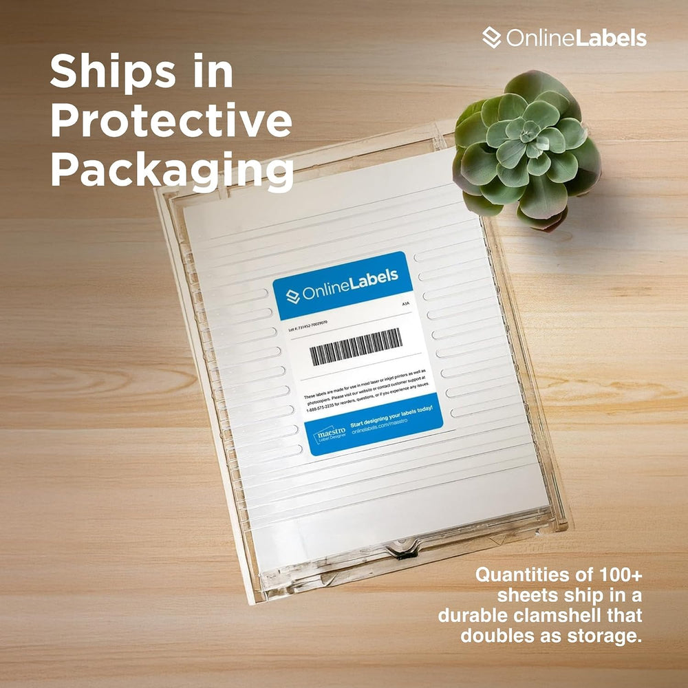 OnlineLabels 8.5" x 11" Sticker Paper - Weatherproof Matte - 100 Sh...
