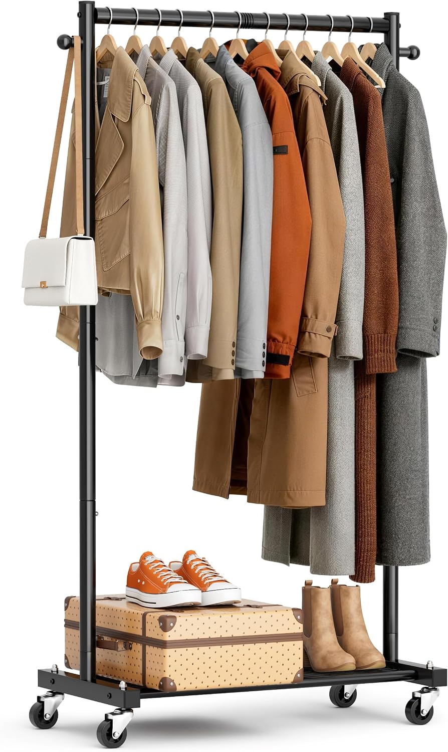 MISSLO Clothes Racks for Hanging Clothes 25mm Metal Clothing Rack with Shelve...