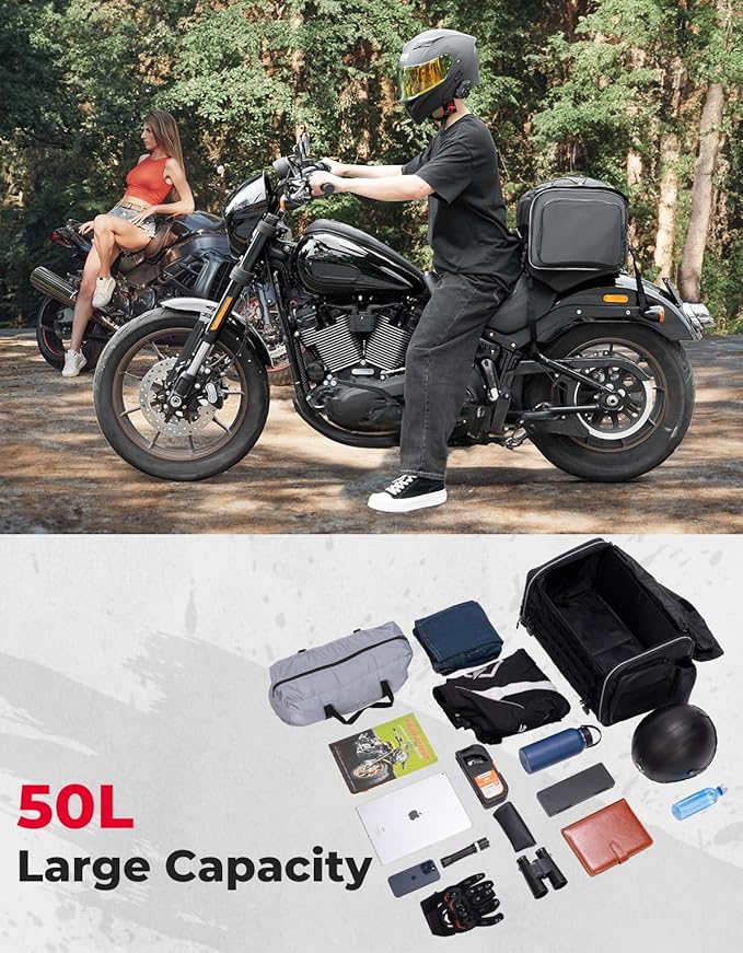 KEMIMOTO Motorcycle Tail Bag, Dual Use Motorcycle Rear Seat Bag