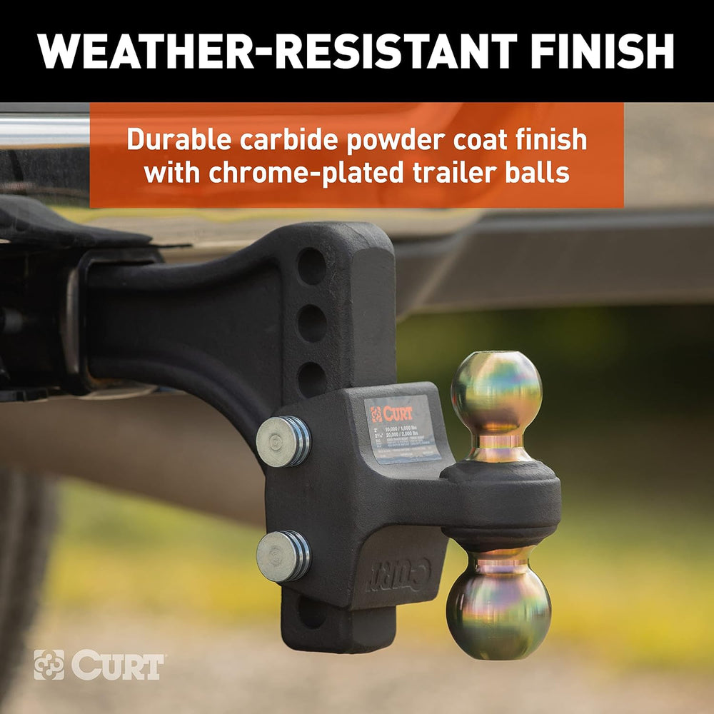 CURT 45937 HD Adjustable Hitch Ball Mount with Dual Ball, 2-1/2" Shank, ...