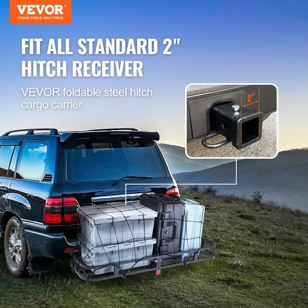 VEVOR 53 x 19 x 5 in Hitch Cargo Carrier, 500lb Capacity Trailer Mount Basket...