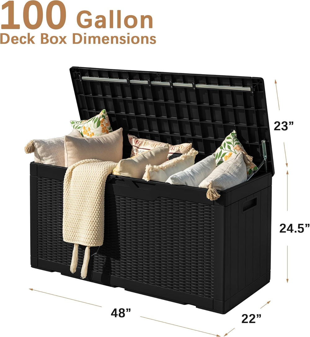 Devoko 97 Gallon Deck Box, Waterproof Resin Outdoor Storage Box for Outside a...