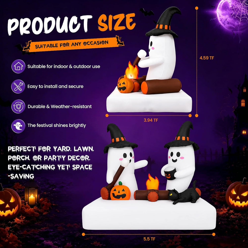 Halloween Inflatables Outdoor Decorations, 5.5FT Blow Up Yard Decorations Twi...