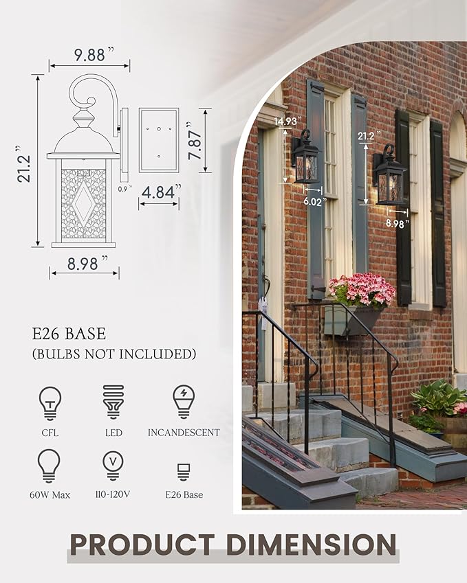 FEMILA 21" Large Exterior Wall Light Fixtures, Anti-Rust Waterproof Outdoor