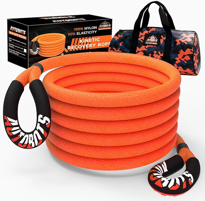 AUTOBOTS 1" x 20'Kinetic Recovery Rope,Heavy Duty Tow Rope Tow Strap