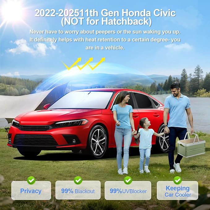 8pcs Car Window Shades for 11th Gen Honda Civic 2022-2025 Accessories,