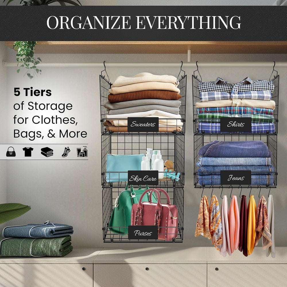 DECOLURE 5-Tier Adjustable Hanging Closet Organizer – Maximize Hanging Storag...