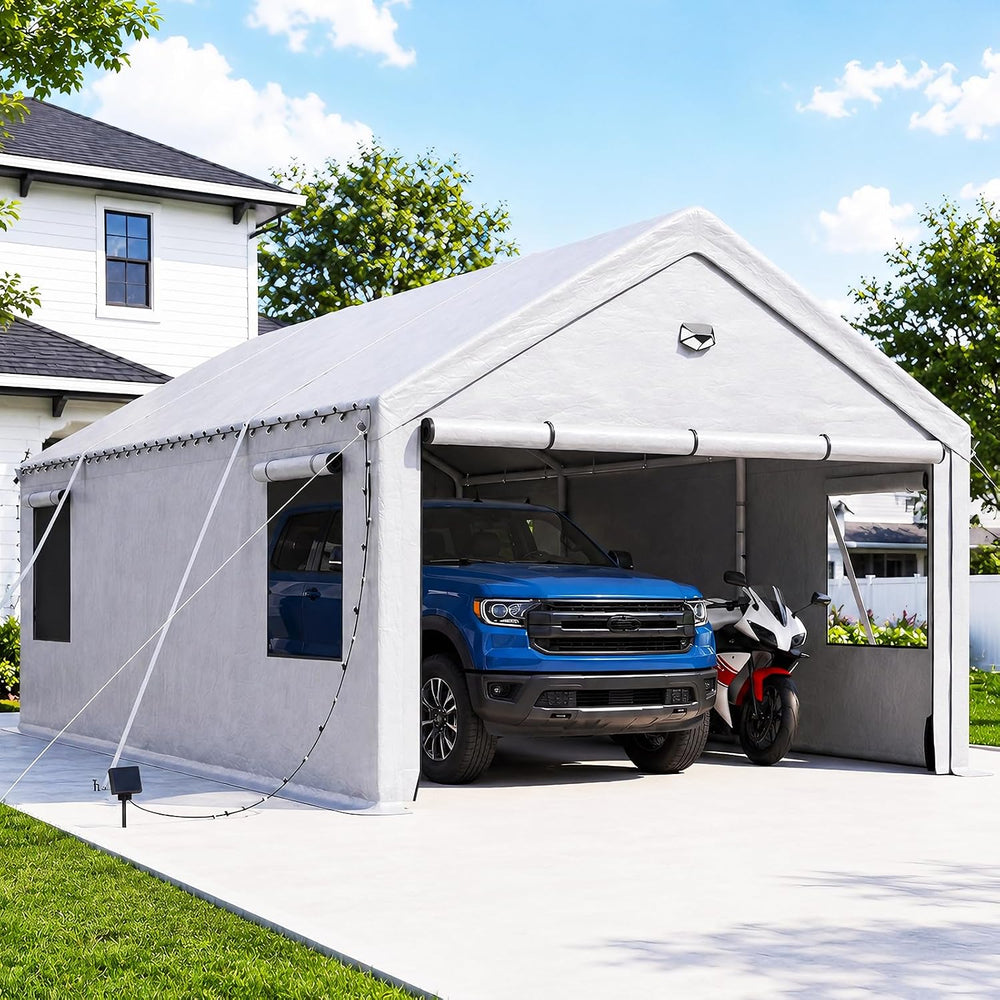 Carports Heavy Duty 10X20,Carport Canopy with Side Windows, Portable Car Port...