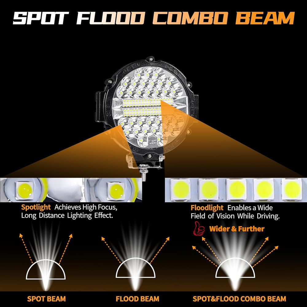 LED Off Road Lights pods 7 Inch 15000Lumen Bumper Round LED Light Bar 201W 12...