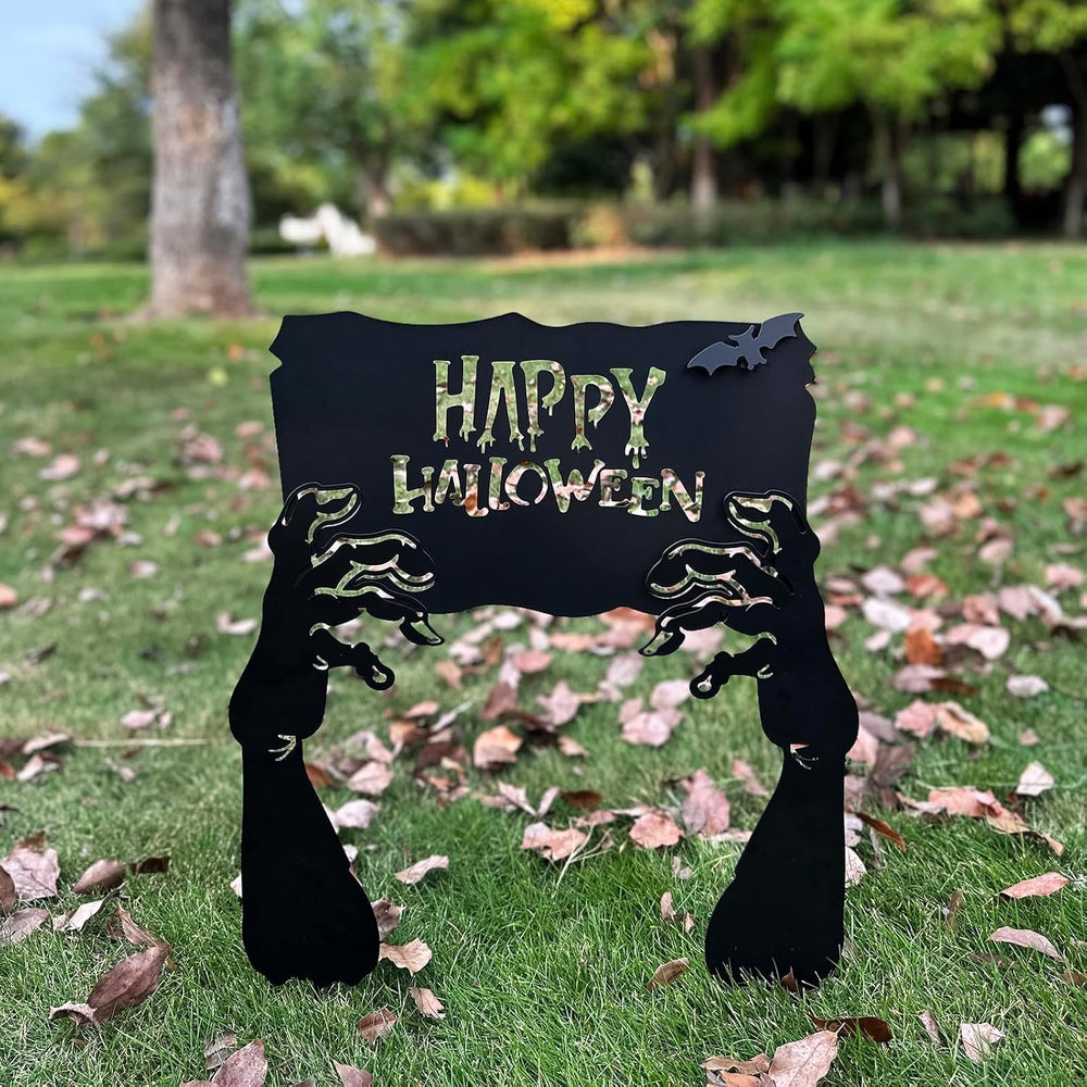 Metal Hand Happy Halloween Garden Stakes,Decorative Scary Yard Stakes