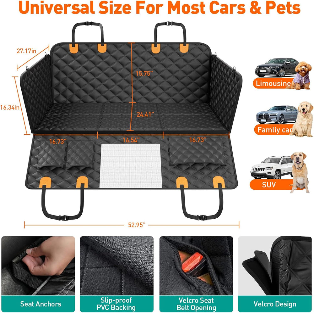 Dog Car Seat Cover for Back Seat, Hard Bottom Hammock Hold 400lbs For Cars