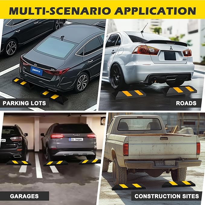 20" Rubber Parking Curb Stop, Car Stopper (4 Pack)