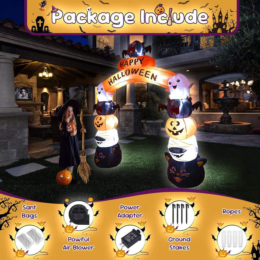 8FT Halloween Arch Inflatable Decoration with LED Lights