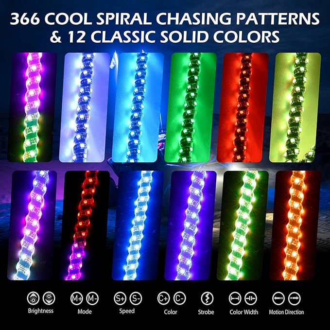 2PCS 3FT RGB LED Whip Light