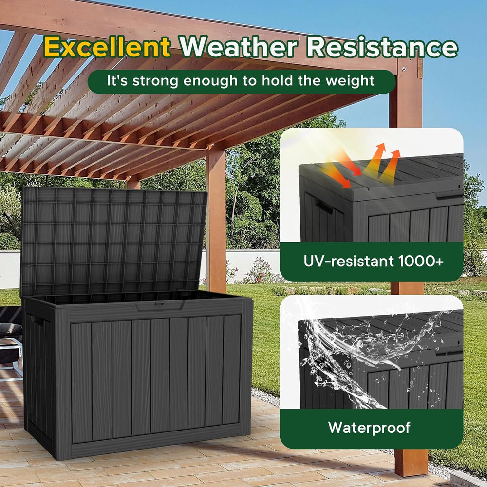 46 Gallon Outdoor Deck Box, Lockable Waterproof Outdoor Storage Boxes For Gar...
