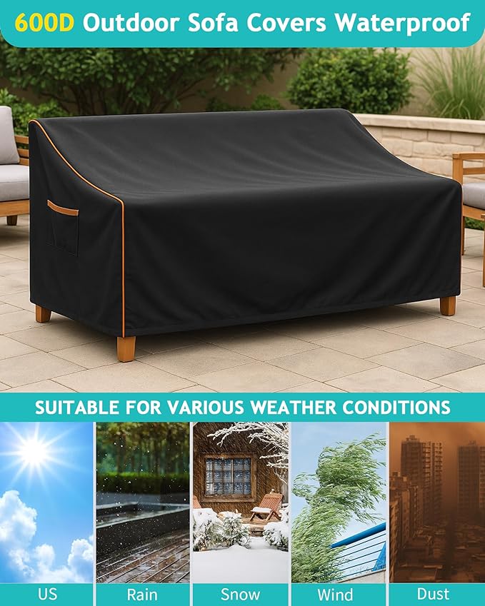 Outdoor Sofa Cover, Waterproof Patio Furniture Cover 90W x 42D x 33H inches