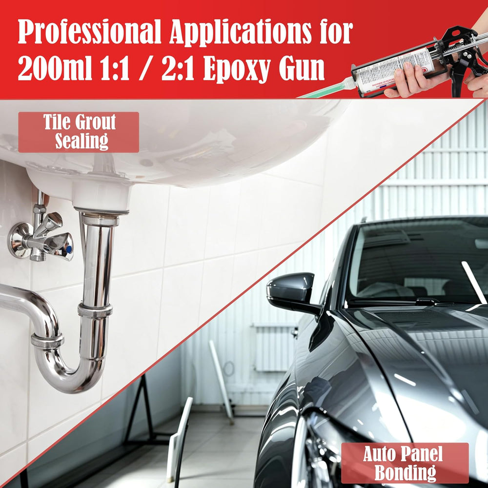 200ml Epoxy Gun Dual Cartridge, High Thrust Dual Component Cartridge Gun, 1:1...