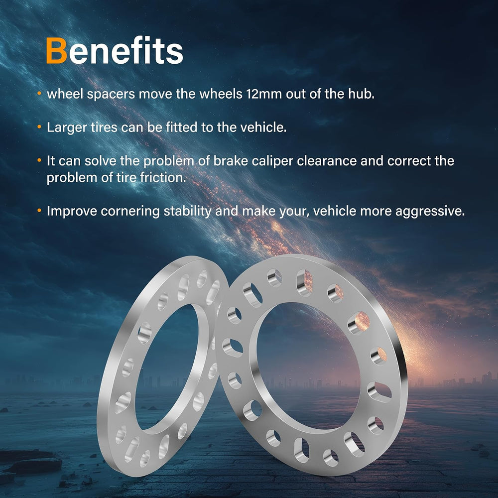 4PCS 8 Lug Wheel Spacers 1/2 Inch (12mm) Thick, 8x6.5 8x165.1 8x170 8x180 Die...