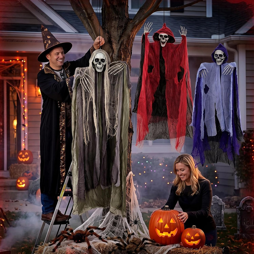 3 Pack Hanging Skeleton Ghosts Halloween Decorations Outdoor Yard Decor