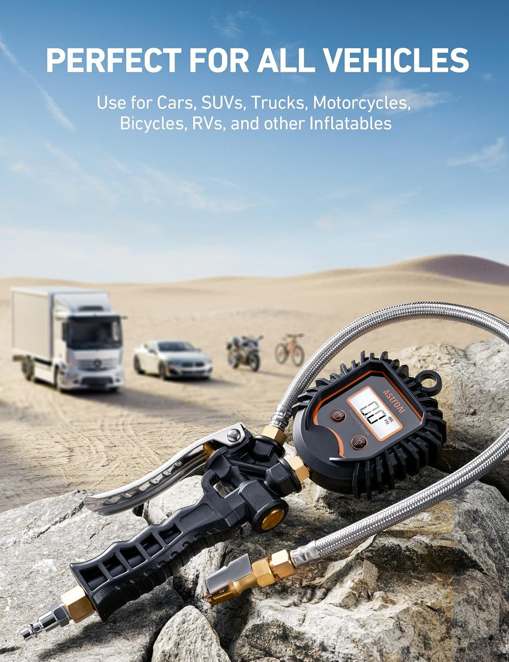 AstroAI Digital Tire Pressure Gauge, Heavy Duty Tire Inflator Gauge 250PSI Ai...