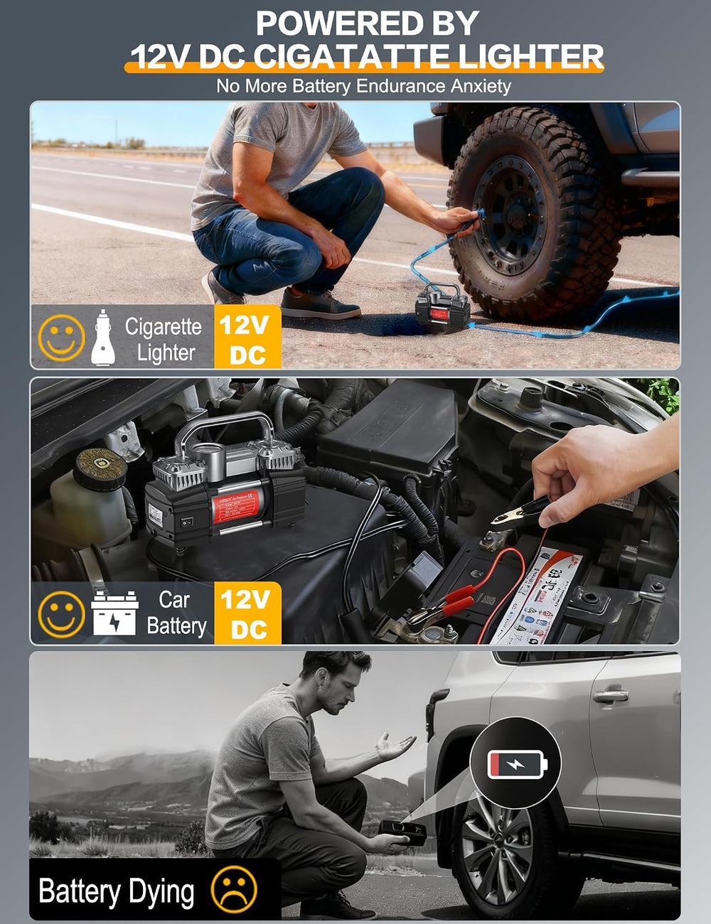 GSPSCN Heavy Duty Digital Tire Inflator 12V Portable Air Compressor Pump