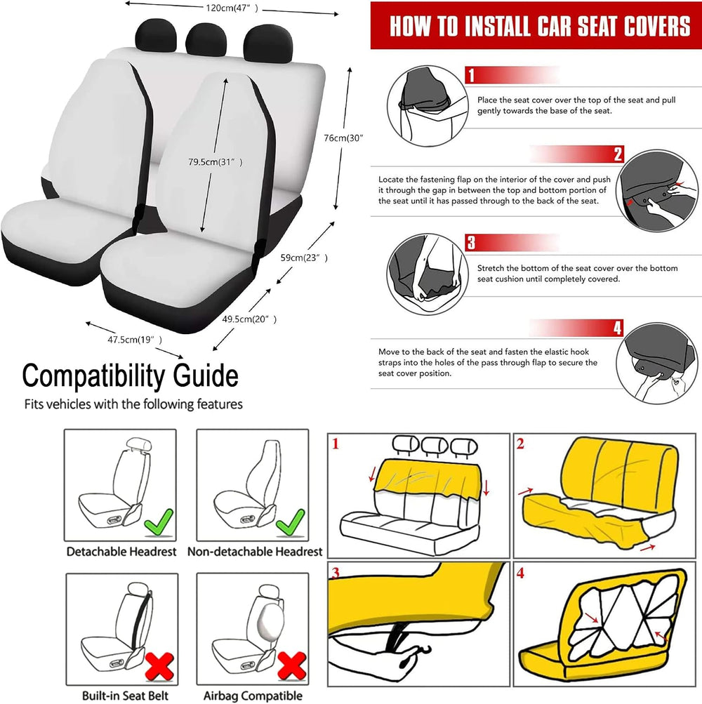 Mushroom Car Seat Covers Full Set of 12 Pcs,Retro Mushroom Auto Steering Whee...