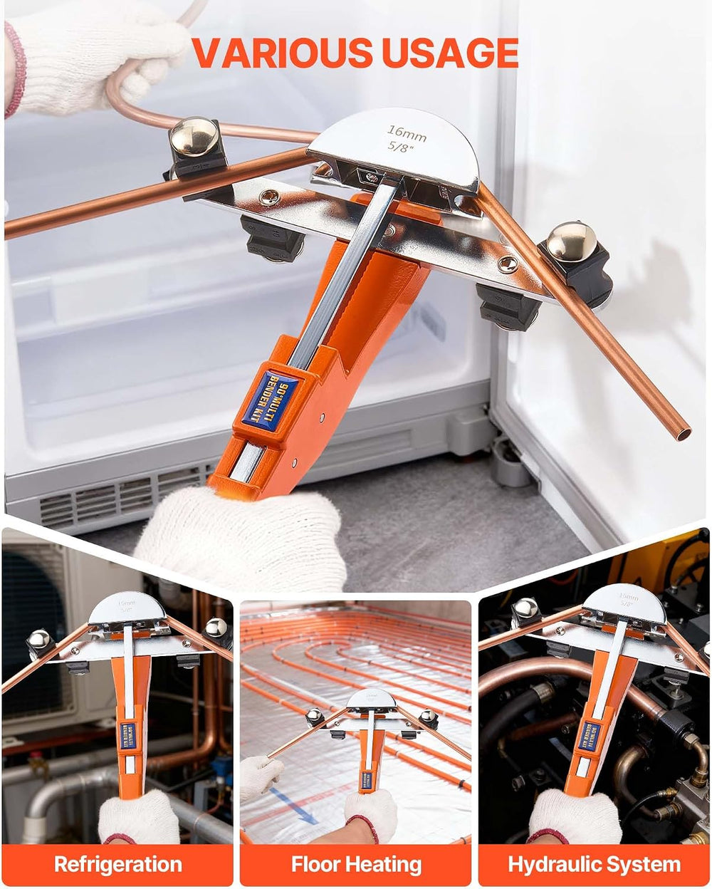 VEVOR Tubing Bender Kit, 1/4 to 7/8 Inch, Compact Ratcheting Tube Pipe Bender...