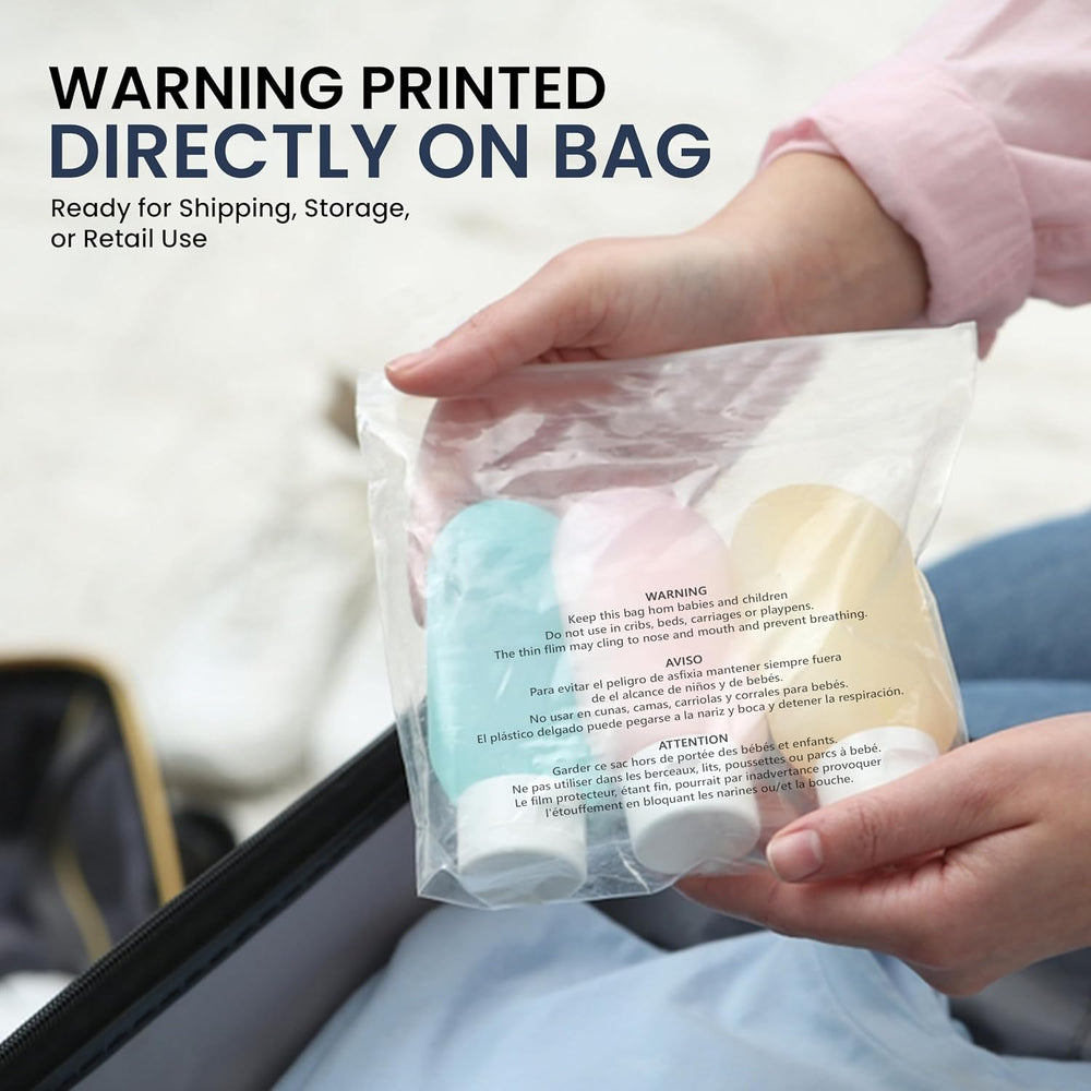 10x13 Inch Clear Poly Bags with Suffocation Warning (500 Count) – Permanent S...
