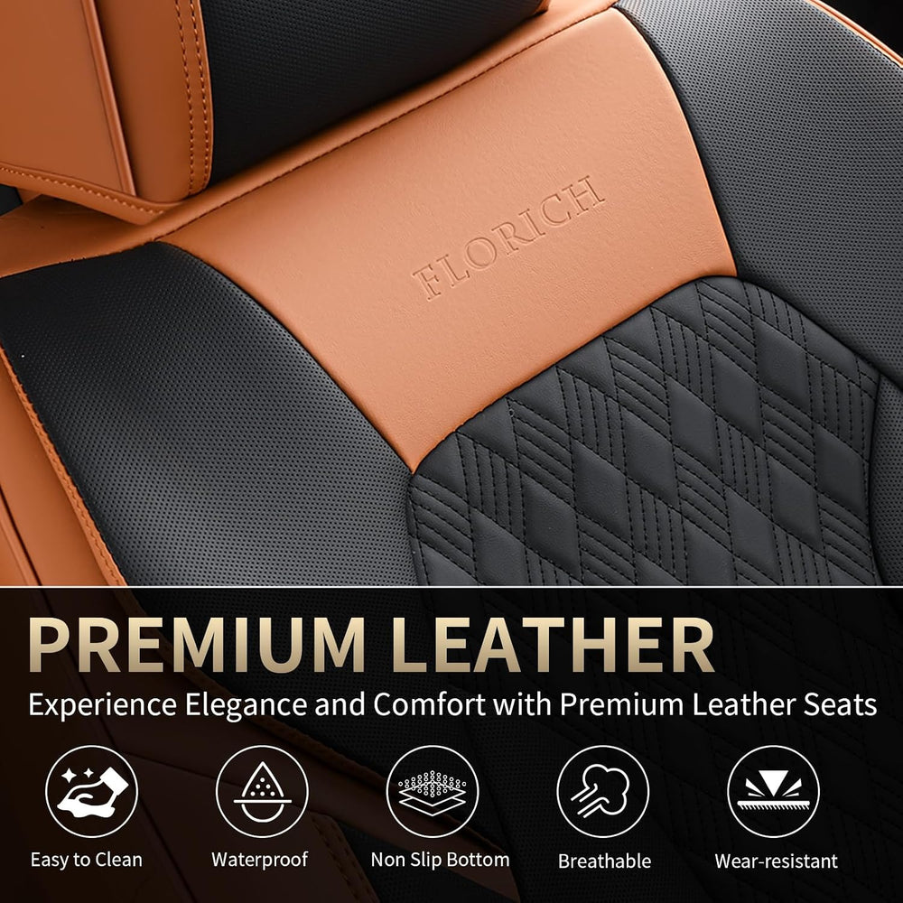 FLORICH Seat Covers, Car Seat Covers Full Set, Luxury Nappa Leather Seat Cove...