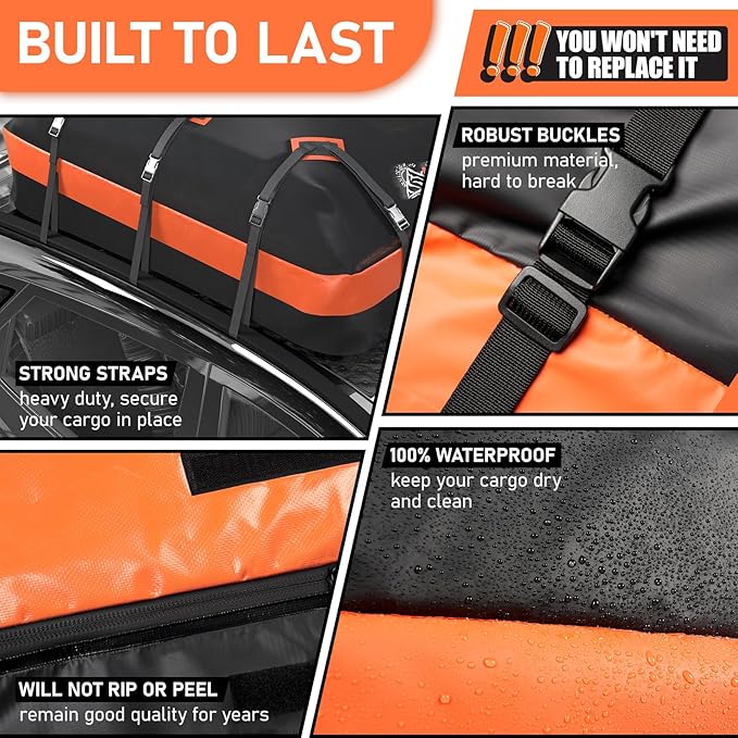 Asinking Car Roof Bag Rooftop top Cargo Carrier Bag 15 Cubic feet Waterproof