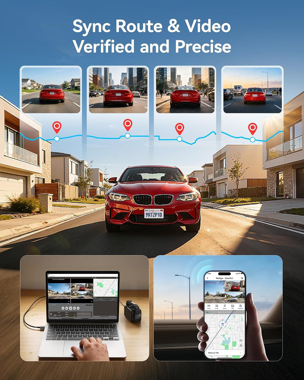REDTIGER ZP1 Telephoto+Wide Dash Cam, 4X Zoom, STARVIS 2, EIS Night Vision