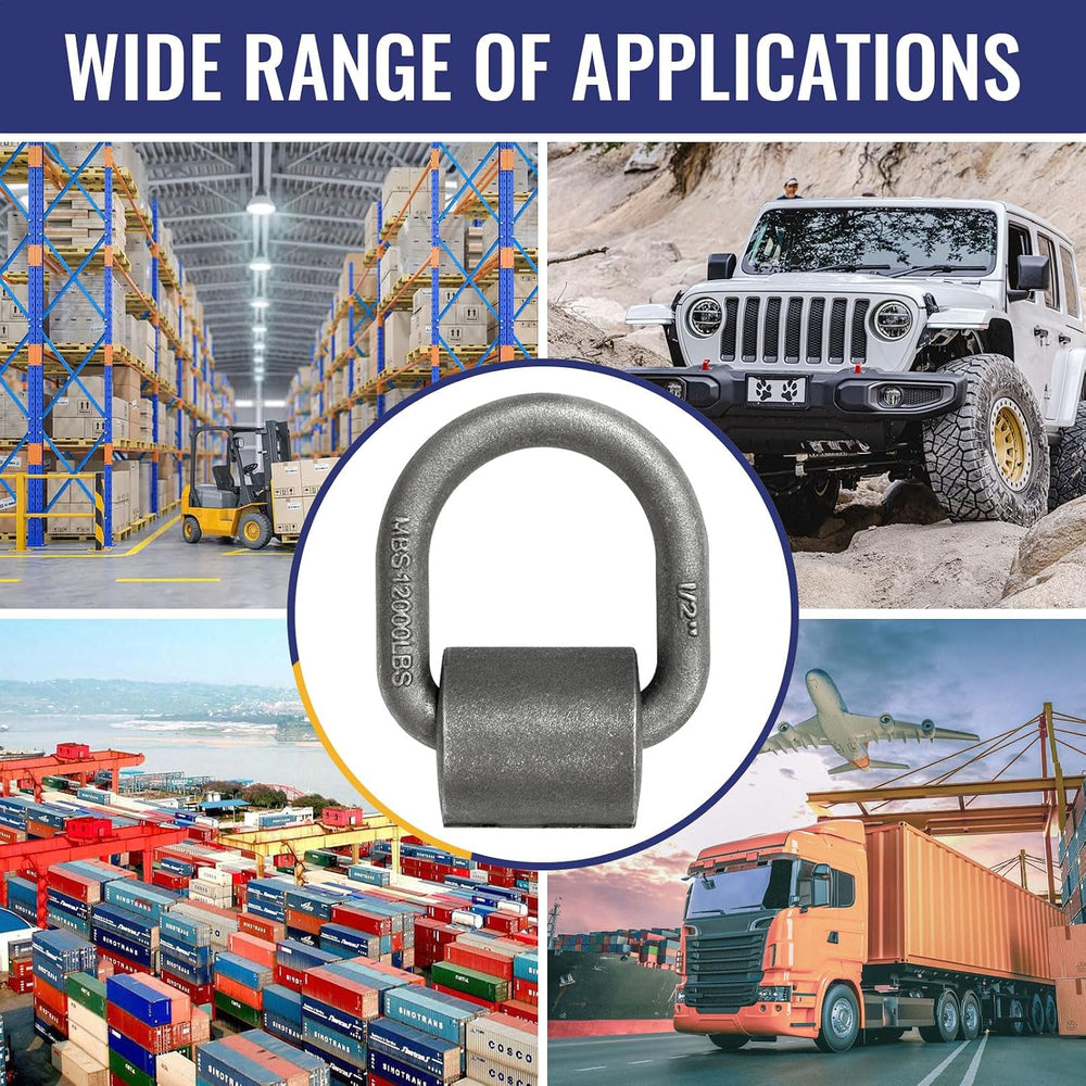 Grandroad auto 20 Pack Weld-On Forged D Ring, Heavy Duty 1/2" D-Ring Tra...