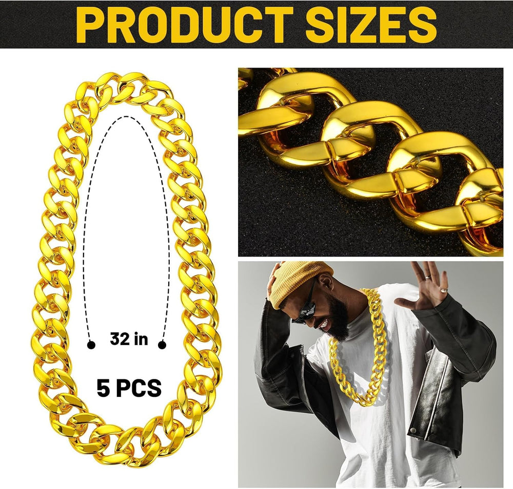 Hip Hop Chain Bulk, Plastic Costume Rapper Chain Fake Necklace for Men Women ...