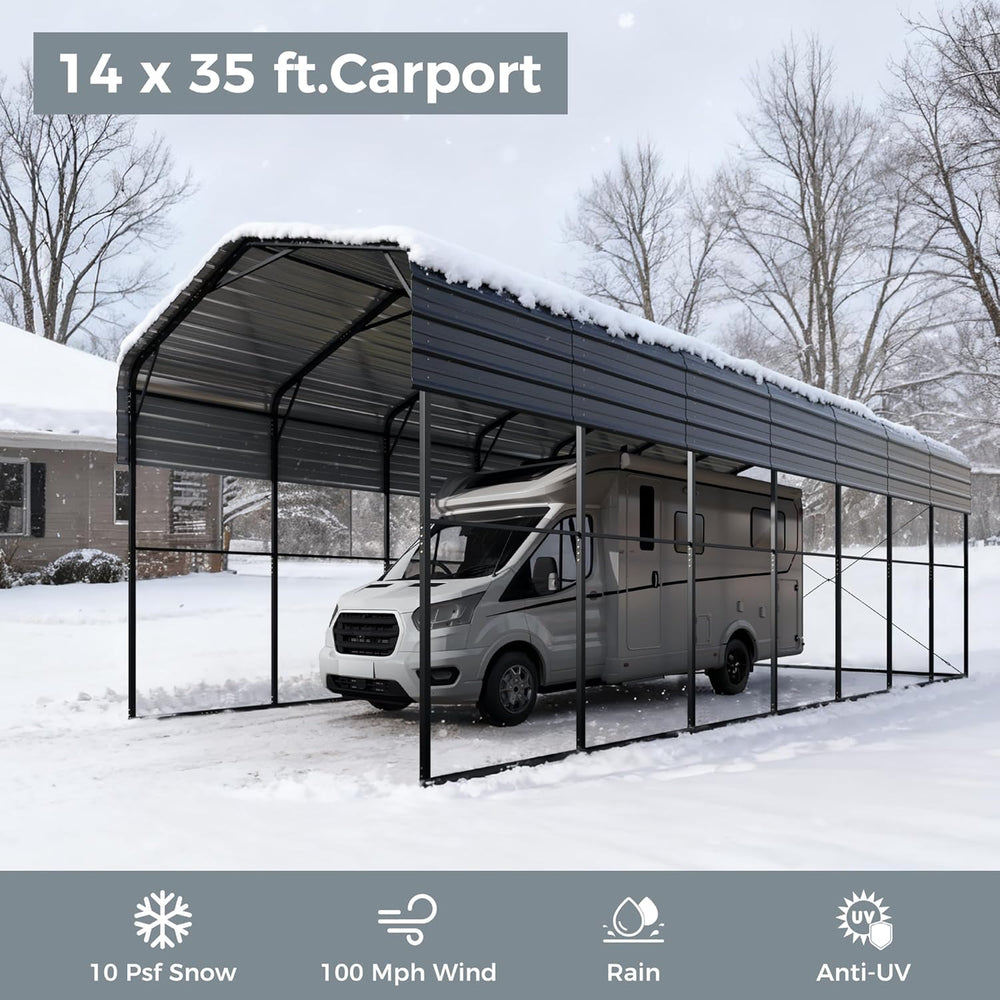 GREEN PARTY 14x35x13 ft Metal RV Carport Heavy Duty Canopy Garage Shelter