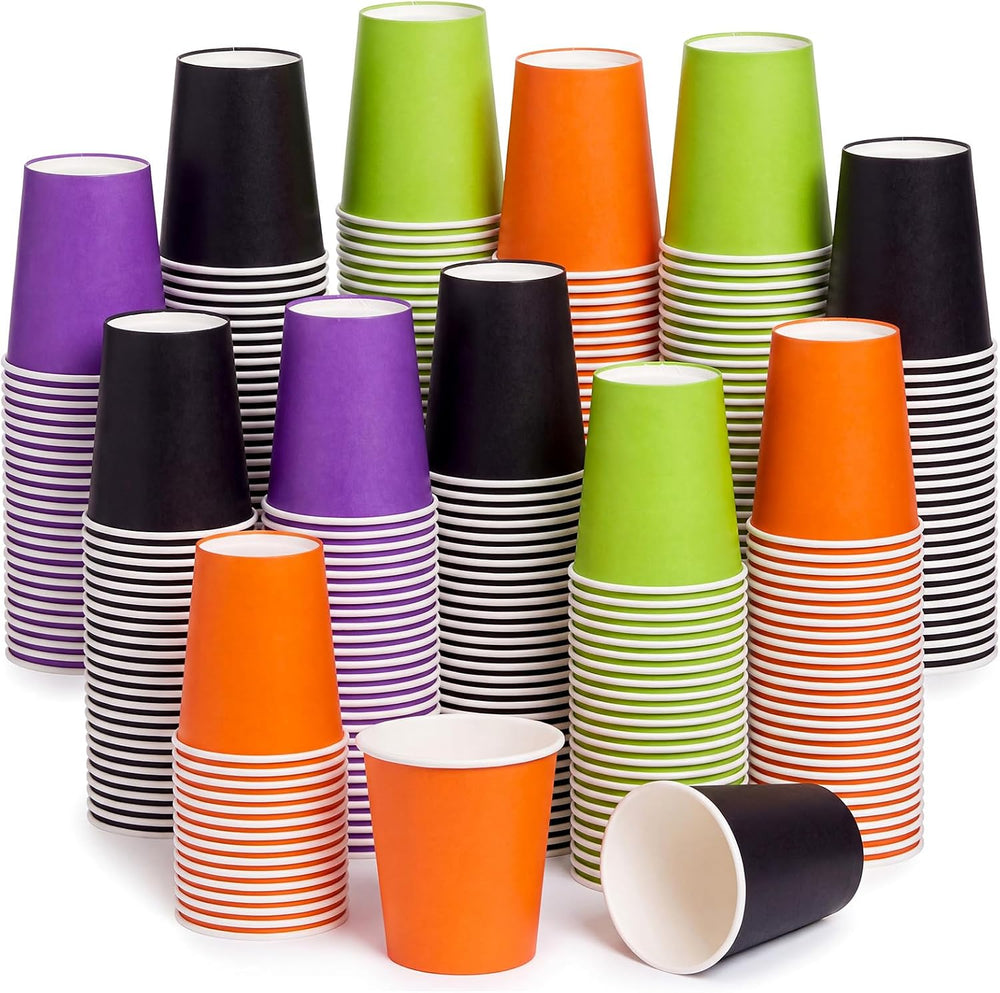 300 Pack 8 oz Halloween Disposable Paper Cups for Halloween Birthday Party
