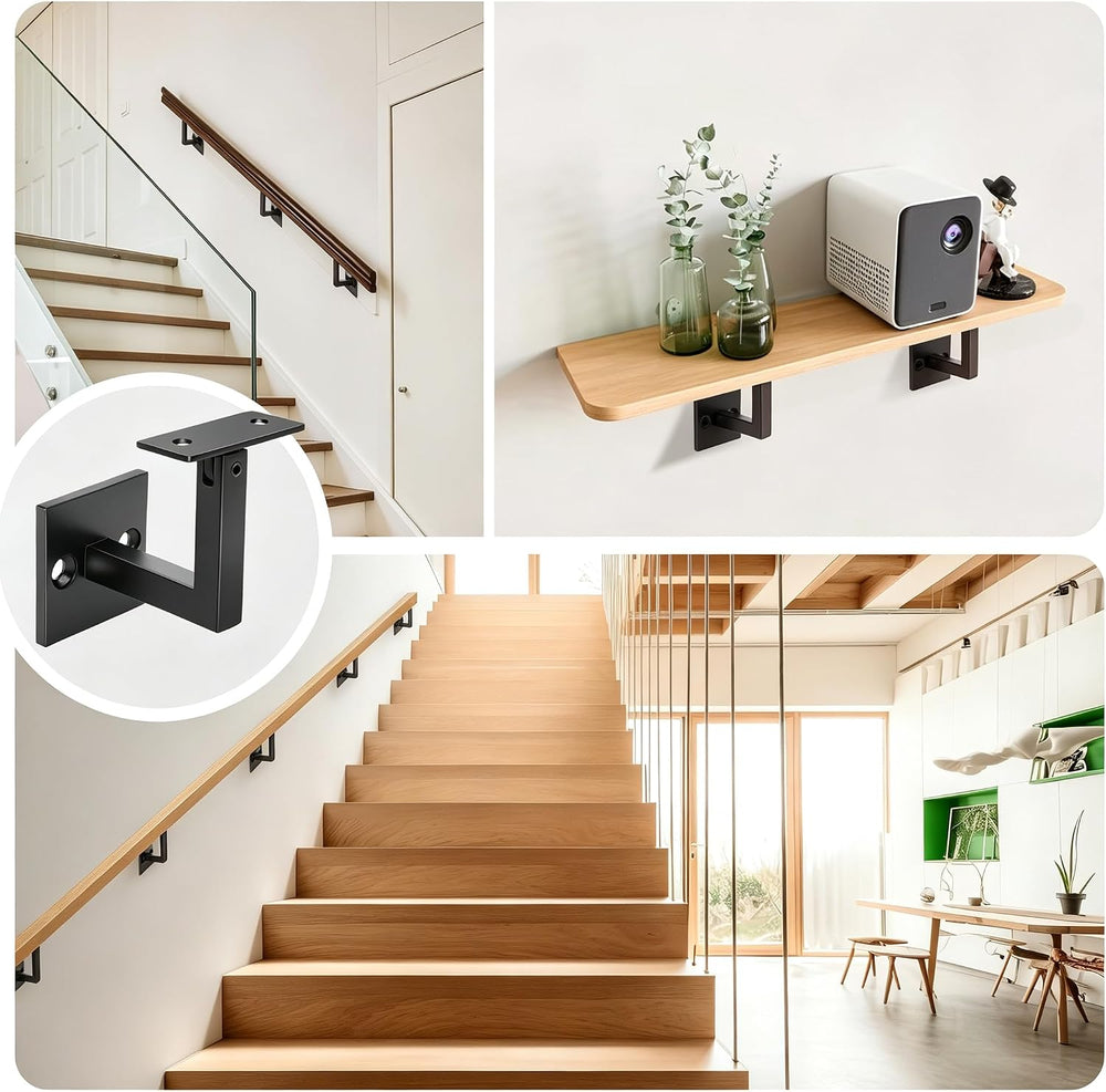 Set of 5 Adjustable Swivel Handrail Brackets, 304 Stainless Steel Stair Raili...