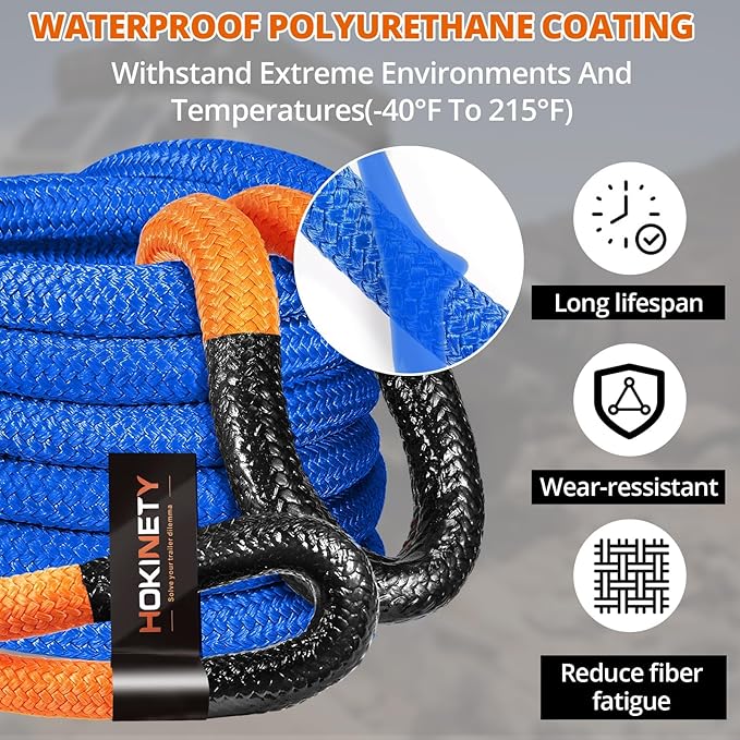 Kinetic Recovery Tow Rope: 1.26" x 30ft 55000LBS Snatch Strap