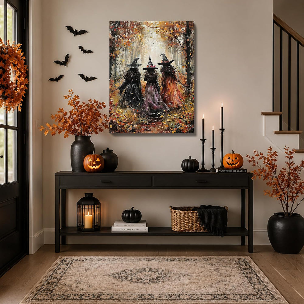 karani Halloween Canvas Wall Art, Vintage Three Witches Halloween Pictures