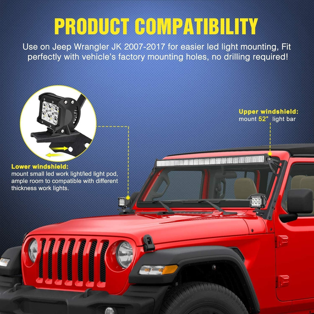 Nilight 52Inch Led Light Bar Spot Flood 2Pcs 18W 4Inch Spot LED Pods Windshie...