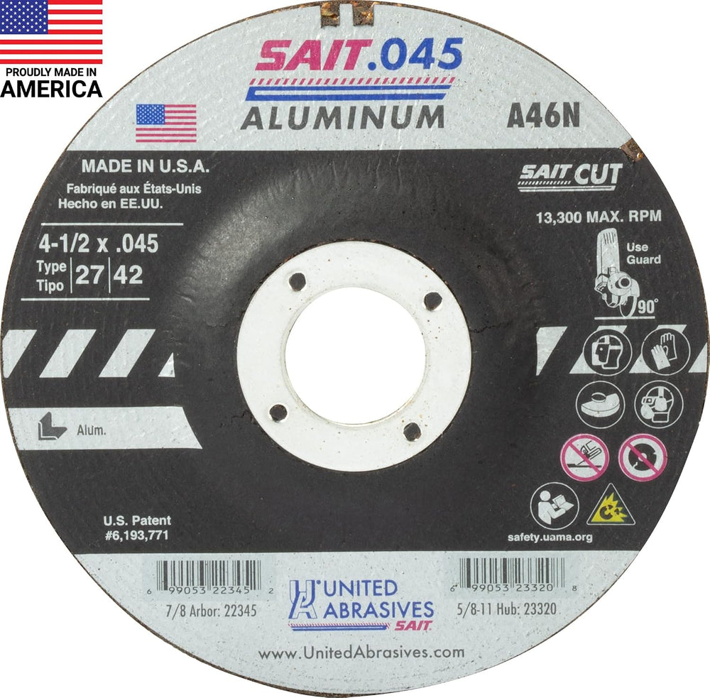United Abrasives- SAIT 22345 Cutting Wheel Type 27 A46N, 4-1/2-Inch by .045-I...