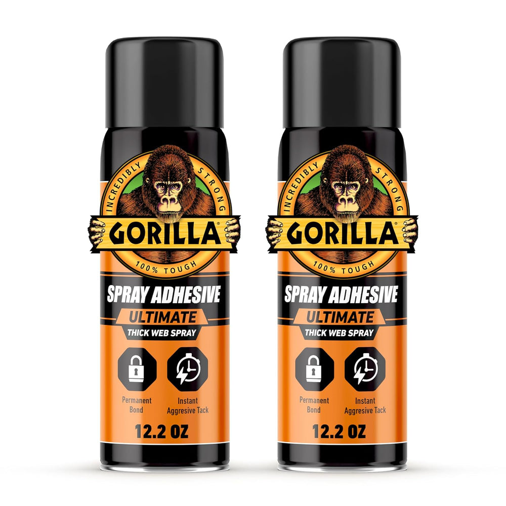 Gorilla Ultimate Spray Adhesive, Multi-Purpose, White, 12.2 oz, 2-Pack